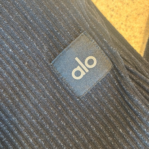 Alo Black Ribbed Muse Sweatpants Joggers Medium - Picture 2 of 5